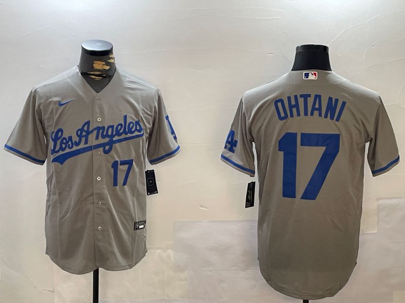 Men Los Angeles Dodgers #17 Ohtani Grey Game 2024 Nike MLB Jersey style 12168